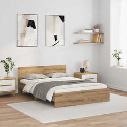 Cadre De Lit Chêne Artisanal 120 X 190 Cm Bois D'Ingénierie Vidaxl