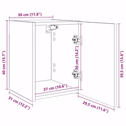 Meuble Tv Mural 2 Pcs Noir 30 X 31 X 40 Cm Bois D'Ingénierie Vidaxl - Vue supplémentaire 2
