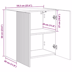 Meuble Tv Mural Chêne Fumé 59,5 X 31 X 60 Cm Bois D'Ingénierie Vidaxl - Vue supplémentaire 2