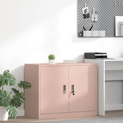 Armoire de rangement - VIDAXL - 90 x 40 x 70 cm - Acier laminé à froid - Portes verrouillables - Rose