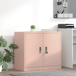 Armoire de rangement - VIDAXL - 80 x 40 x 70 cm - Acier laminé à froid - Portes verrouillables - Rose