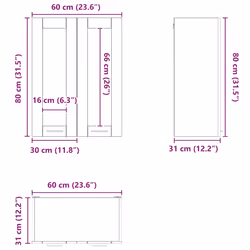 Armoire Suspendue Chêne Noir 60 X 31 X 80 Cm Bois D'Ingénierie Vidaxl - Vue supplémentaire 2