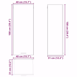 Armoire Suspendue Avec Porte Riga Chêne Noir 40 X 31 X 100 Cm Vidaxl - Vue supplémentaire 2