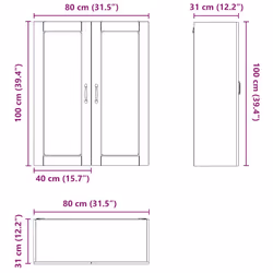 Meuble Mural De Cuisine Blanc Brillant 80 X 31 X 100 Cm Vidaxl - Vue supplémentaire 2