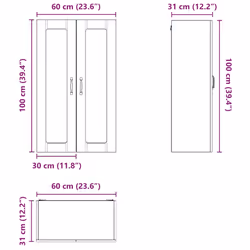 Meuble Mural De Cuisine Avec Porte Gris Béton 60 X 31 X 100 Cm Vidaxl - Vue supplémentaire 2