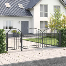 Portail De Clôture De Jardin Avec Sommet En Arc Gris 4 X 1,25 M Vidaxl