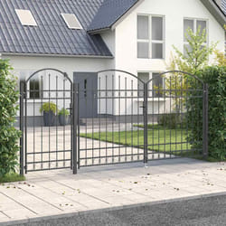 Portail De Clôture De Jardin Avec Sommet En Arc Gris Vidaxl