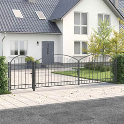 Portail De Clôture De Jardin Avec Sommet En Arc Gris Vidaxl
