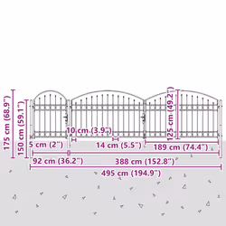 Portail De Clôture De Jardin Avec Sommet En Arc Gris Vidaxl - Vue supplémentaire 2