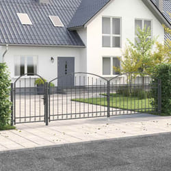 Portail De Clôture De Jardin Avec Sommet En Arc Gris Vidaxl