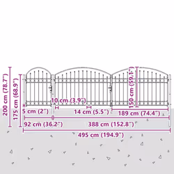 Portail De Clôture De Jardin Avec Sommet En Arc Gris Vidaxl - Vue supplémentaire 2