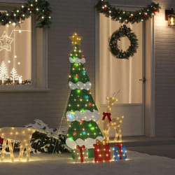 vidaXL Sapin de Noël lumineux avec 3 boîtes-cadeaux 2D blanc chaud