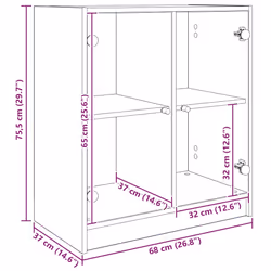 Meuble D'Appoint Chêne Noir 68 X 37 X 75,5 Cm Bois D'Ingénierie Vidaxl - Vue supplémentaire 2