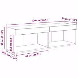 Ensemble Meuble Tv Montage Mural Bois Ancien 100 X 30 X 30 Cm Vidaxl - Vue supplémentaire 2