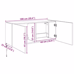 Meuble Tv Mural Bois Ancien 100 X 35 X 41 Cm Bois D'Ingénierie Vidaxl - Vue supplémentaire 2