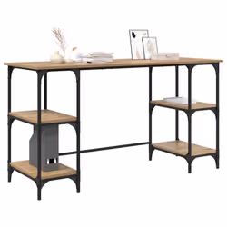 Bureau Chêne Artisanal 140 X 50 X 75 Cm Bois D'Ingénierie Vidaxl - Vue supplémentaire 2