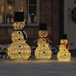vidaXL Famille de bonhommes de neige de Noël 3 pcs Blanc chaud