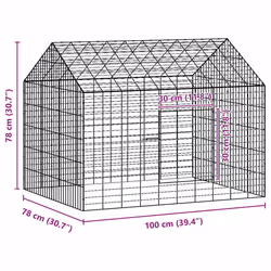 Cage Pour Lapins Argent 400 X 78 X 78 Cm Acier Galvanisé Vidaxl - Vue supplémentaire 2