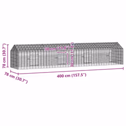 Cage Pour Lapins Argent 400 X 78 X 78 Cm Acier Galvanisé Vidaxl - Vue supplémentaire 2