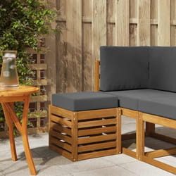 vidaXL Banc de jardin avec coussin 2 Pièce Naturel et Anthracite Canapé de balcon extérieur canapé de jardin moderne900678