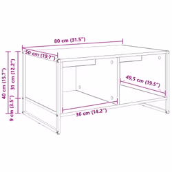 Table Basse Chêne Fumé 80 X 50 X 40 Cm Bois D'Ingénierie Vidaxl - Vue supplémentaire 2