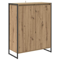 Meuble à chaussures en bois dingénierie - vidaXL - Chêne Artisan - 79x36x100 cm - 2 portes - Pieds en acier