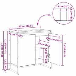 Cabinet De Salle De Bain Avec Porte Gris Sonoma 60 X 30 X 60 Cm Vidaxl - Vue supplémentaire 2
