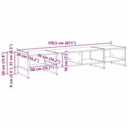 Meuble Tv Chêne Noir 170,5 X 36 X 30,5 Cm Bois D'Ingénierie Vidaxl - Vue supplémentaire 2