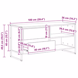 Meuble Tv Gris Sonoma 100 X 36 X 49,5 Cm Bois D'Ingénierie Vidaxl - Vue supplémentaire 2