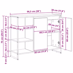 Meuble D'Appoint Chêne Noir 96,5 X 30 X 75 Cm Bois D'Ingénierie Vidaxl - Vue supplémentaire 2