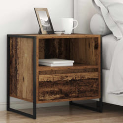 Table De Chevet Avec Tiroir 2 Pcs Bois Ancien 50 X 39,5 X 50 Cm Vidaxl