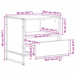 Table De Chevet 2 Pcs Chêne Artisan 50 X 39,5 X 50 Cm Vidaxl - Vue supplémentaire 2