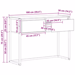 Table D'Appoint Sonoma 100 X 36 X 75 Cm Bois D'Ingénierie Vidaxl - Vue supplémentaire 2