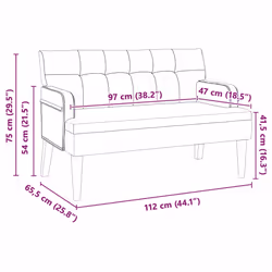 Banc Chesterfield Noir 112 X 65,5 X 75 Cm Velours Vidaxl - Vue supplémentaire 2