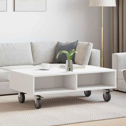VIDAXL Table dappoint rectangulaire sur roulettes blanche 90 x 50 x 30 cm
