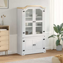 vidaXL Vitrine Blanc 1035 x 42 x 180 cm Pin massif Salle de séjour Rectangulaire Design Rustique Bois Durable42024945