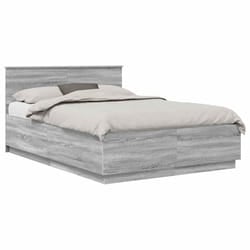 Cadre de lit moderne - vidaXL - Gris Sonoma - 160x200 cm - Bois dingénierie - Ports USB - Headboard réglable