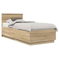 Cadre de lit moderne - vidaXL - Chêne Sonoma - 90 x 190 cm - Bois dingénierie - Ports USB - Headboard mural