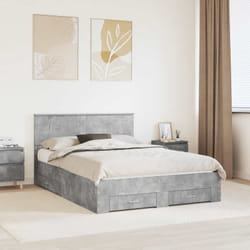 Cadre De Lit Gris Béton 140 X 190 Cm Bois D'Ingénierie Vidaxl