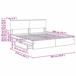 Lit De Rangement Gris Sonoma 200 X 200 Cm Bois D'Ingénierie Vidaxl - Vue supplémentaire 2