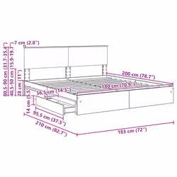 Lit De Rangement Chêne Sonoma 180 X 200 Cm Bois D'Ingénierie Vidaxl - Vue supplémentaire 2