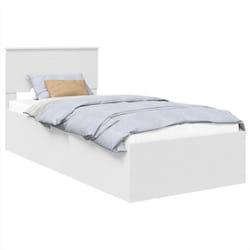 Cadre de lit moderne - vidaXL - 90x190 cm - Blanc - Bois dingénierie - Base à lattes - Design minimaliste - Durable