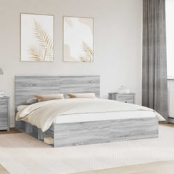 Cadre De Lit Gris Sonoma 200 X 200 Cm Bois De Pin Massif Vidaxl