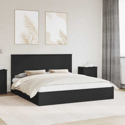 Lit De Rangement Noir 200 X 200 Cm Bois D'Ingénierie Vidaxl