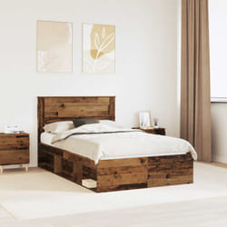 Cadre De Lit Bois Ancien 135 X 190 Cm Bois De Pin Massif Vidaxl