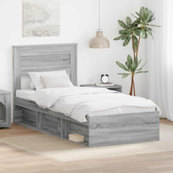 Cadre De Lit Gris Sonoma 90 X 200 Cm Bois De Pin Massif Vidaxl