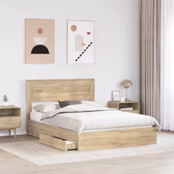 Lit De Rangement Chêne Sonoma 140 X 200 Cm Bois D'Ingénierie Vidaxl - Vue supplémentaire 2