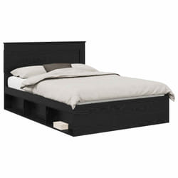 Cadre De Lit Avec Tête De Lit Noir 140 X 190 Cm Pin Massif Vidaxl
