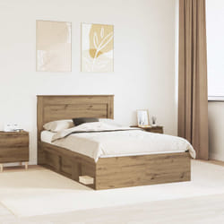 Cadre De Lit Chêne Artisan 120 X 190 Cm Pin Massif Vidaxl