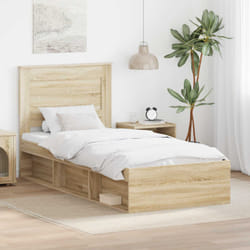 Cadre De Lit Avec Tiroir Chêne Sonoma 75 X 190 Cm Pin Massif Vidaxl